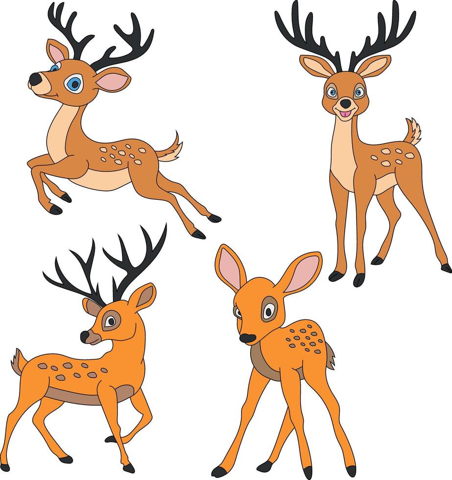 hert clip art set. tekenfilm wild dieren clip art reeks voor geliefden van dieren in het wild vector