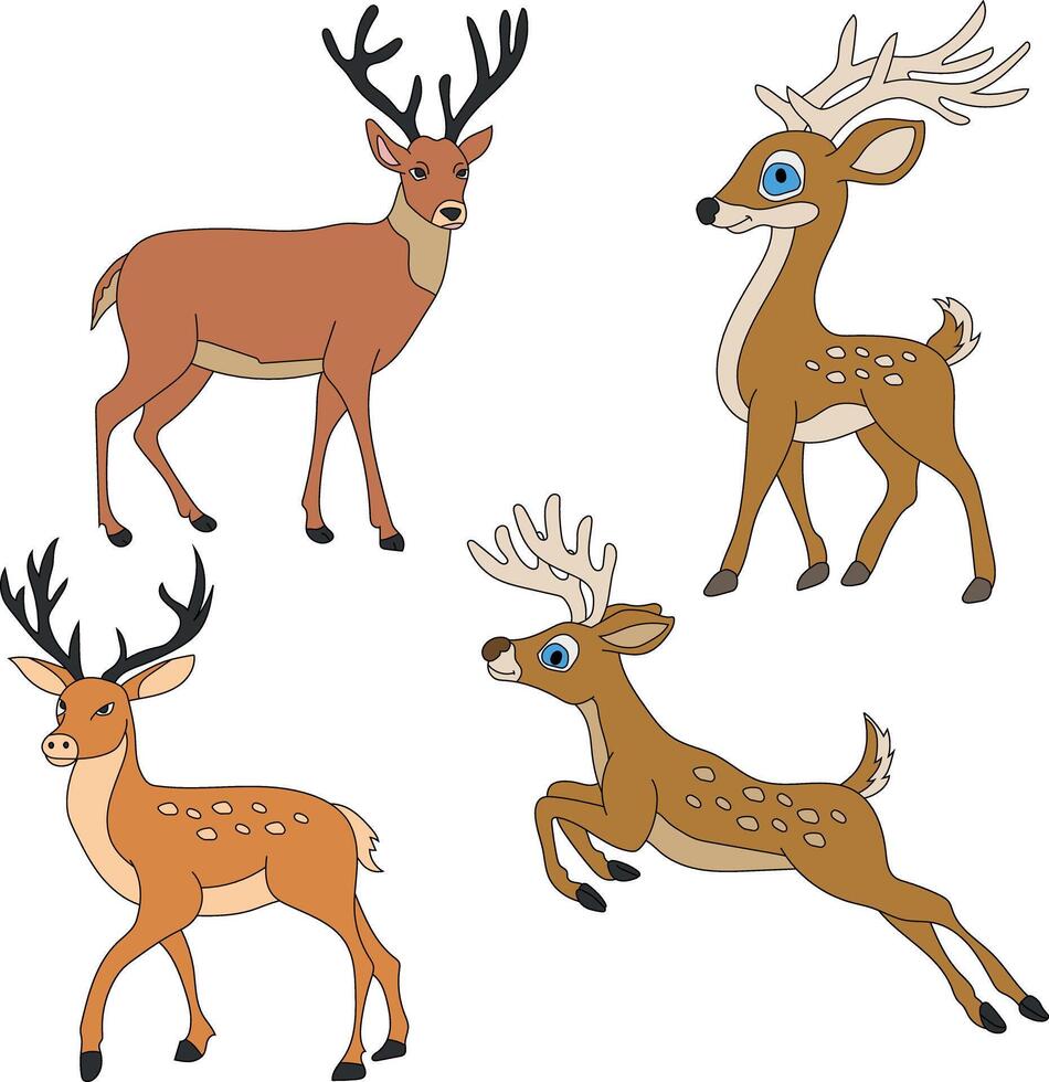 hert clip art set. tekenfilm wild dieren clip art reeks voor geliefden van dieren in het wild vector