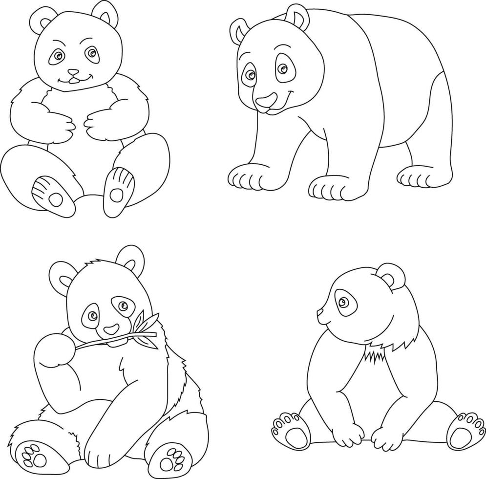 panda clip art set. tekenfilm wild dieren clip art reeks voor geliefden van dieren in het wild vector