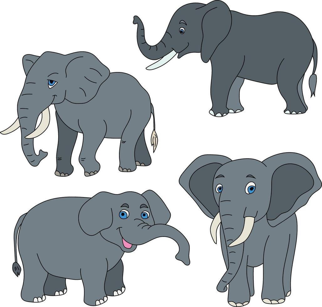 olifant clip art set. tekenfilm wild dieren clip art reeks voor geliefden van dieren in het wild vector