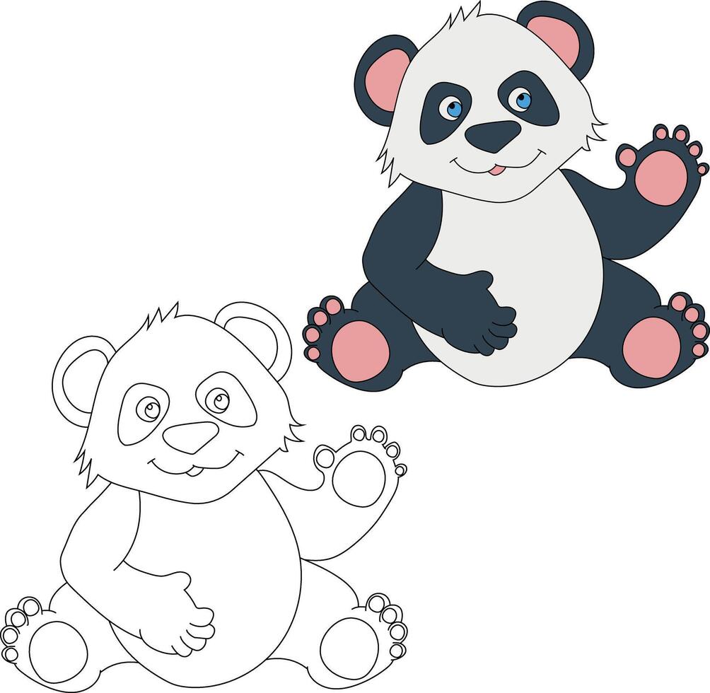 panda clip art set. tekenfilm wild dieren clip art reeks voor geliefden van dieren in het wild vector