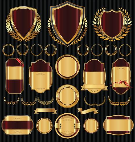 Luxe premium gouden insignes en labels vector