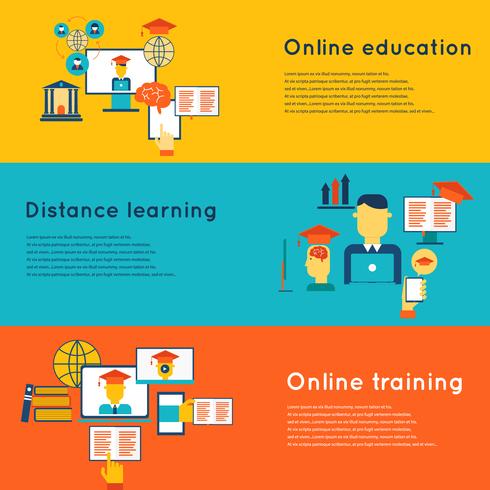 Online onderwijs Banners Set vector