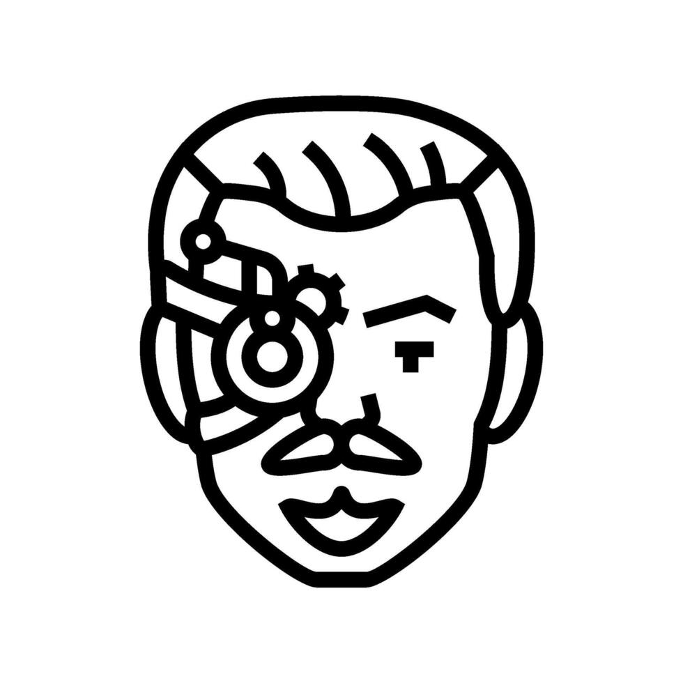 steampunk mannetje wijnoogst avatar lijn icoon illustratie vector