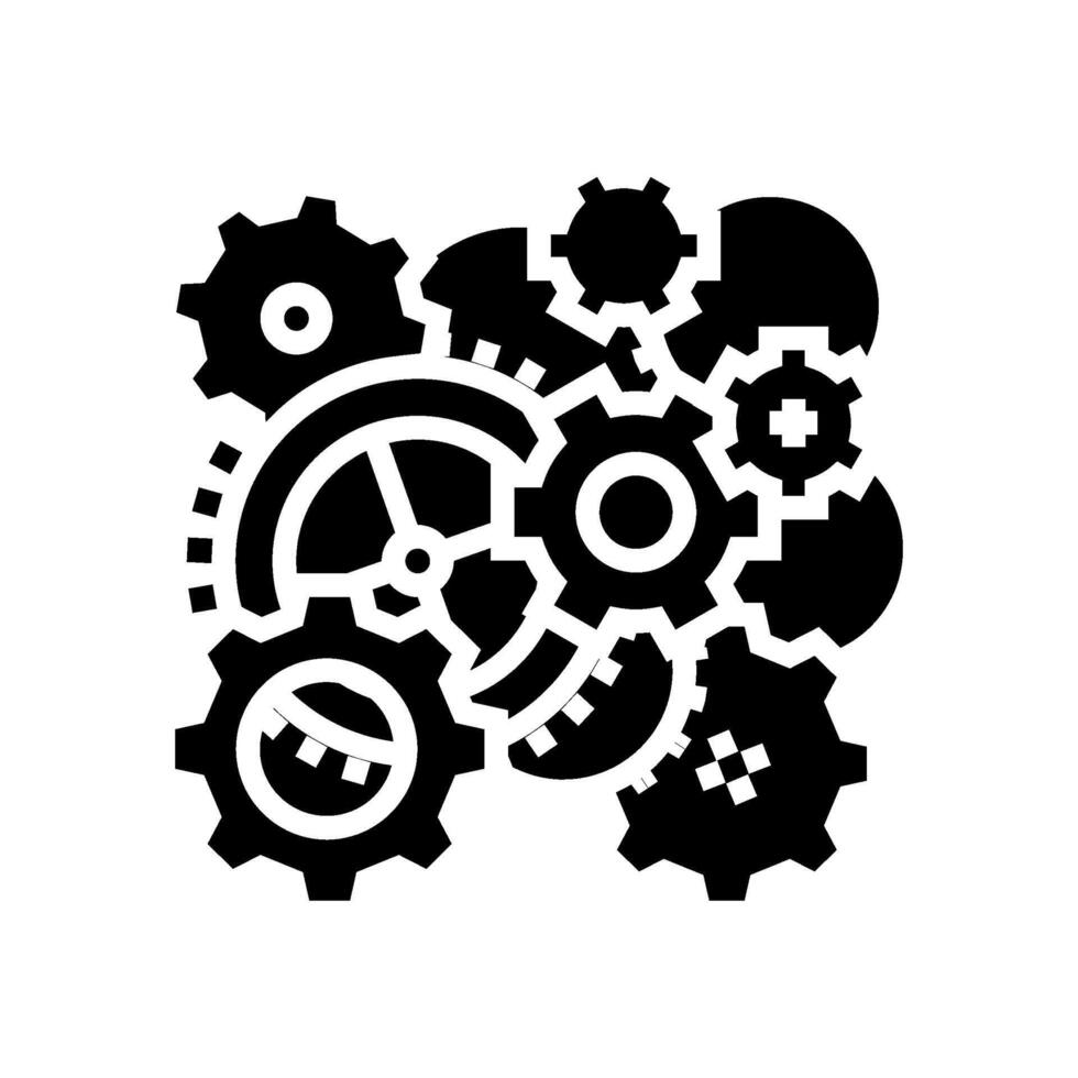uurwerk mechanisme steampunk wijnoogst glyph icoon illustratie vector