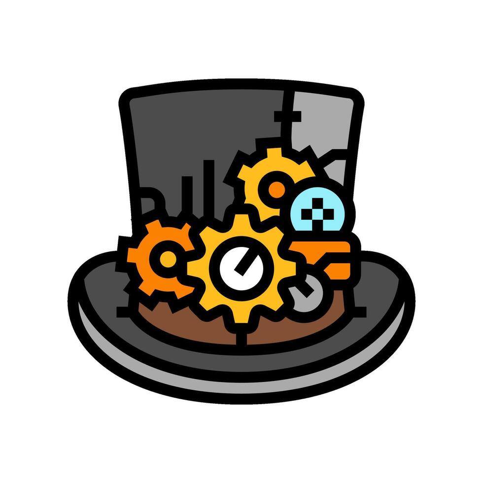 top hoed steampunk wijnoogst kleur icoon illustratie vector