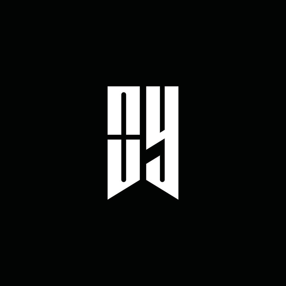 oy logo monogram met embleem stijl geïsoleerd op zwarte achtergrond vector