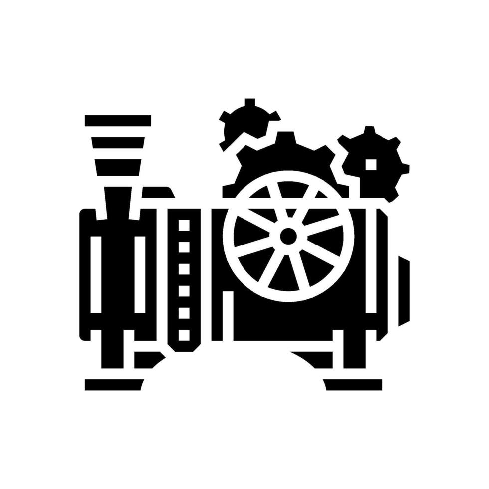 stoom- motor steampunk wijnoogst glyph icoon illustratie vector