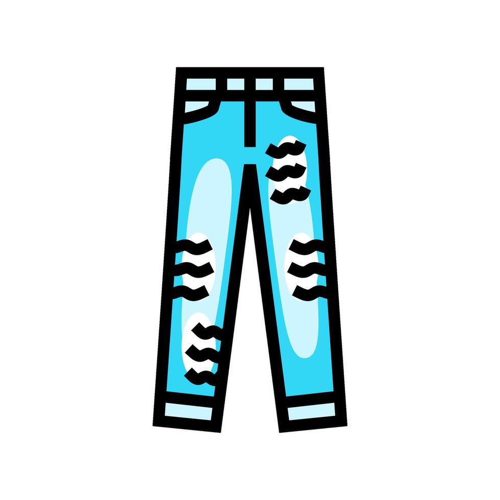 verontrust jeans streetwear kleding mode kleur icoon illustratie vector