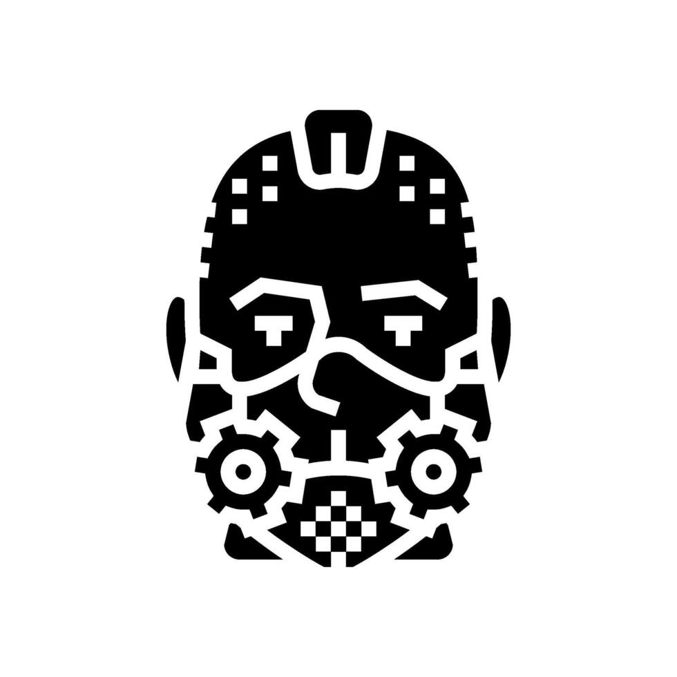 steampunk wijnoogst mannetje avatar glyph icoon illustratie vector