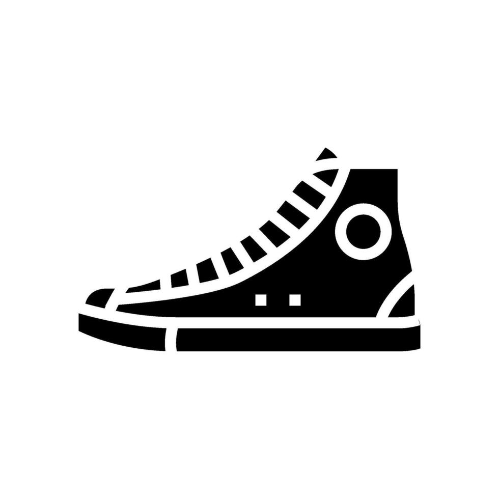 hoog top sportschoenen streetwear kleding mode glyph icoon illustratie vector