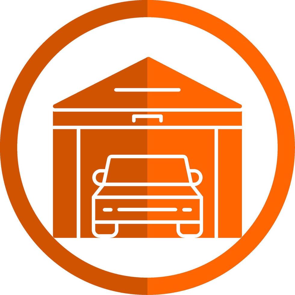 garage glyph oranje cirkel icoon vector