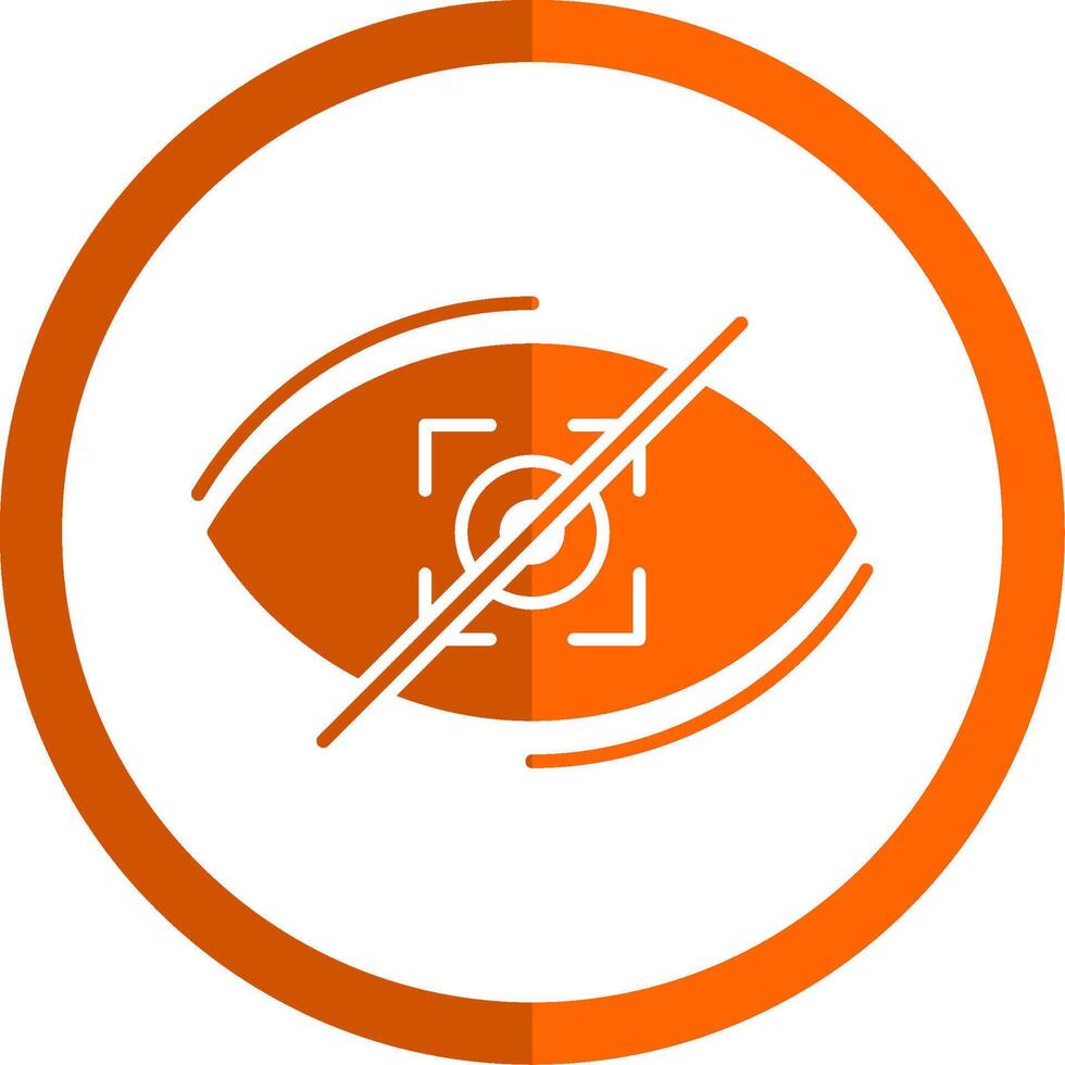 zichtbaarheid uit glyph oranje cirkel icoon vector