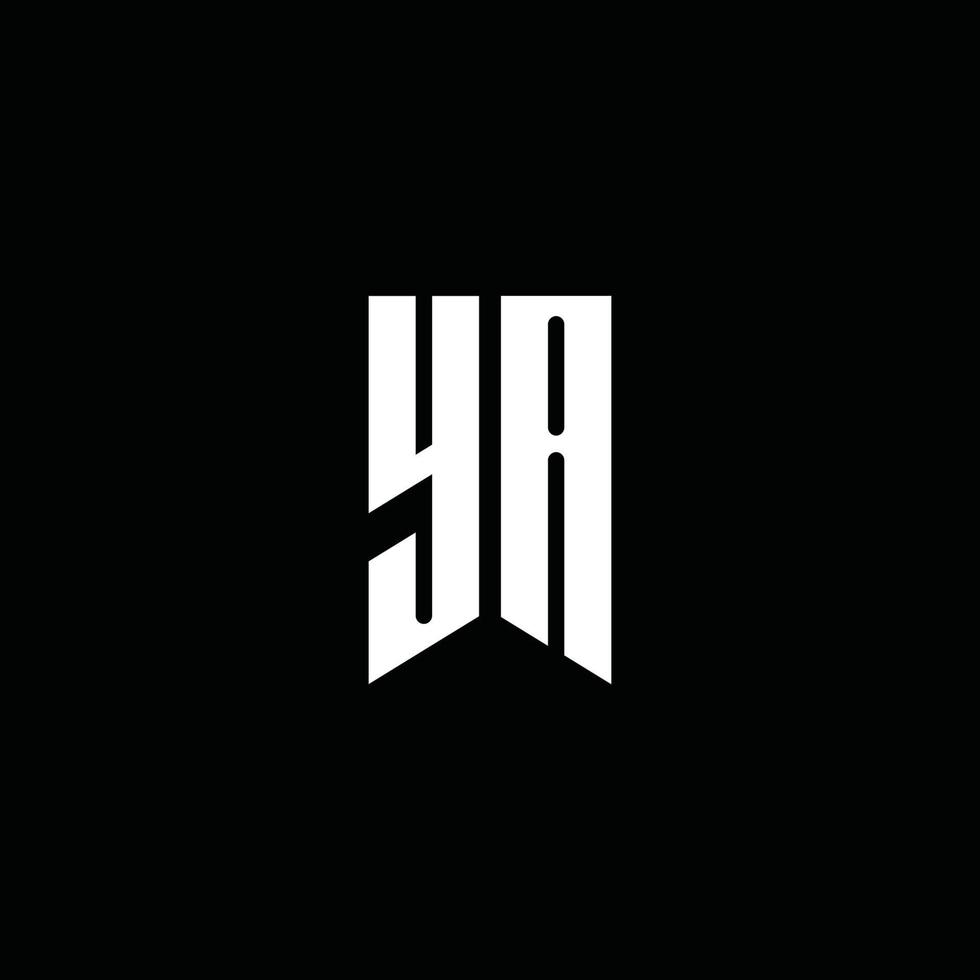 Ya logo monogram met embleem stijl geïsoleerd op zwarte achtergrond vector