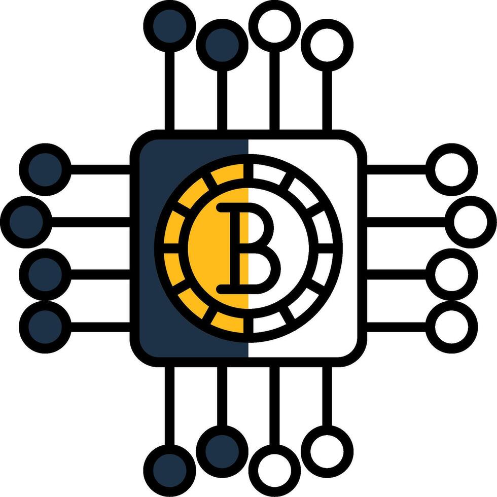 cryptogeld gevulde voor de helft besnoeiing icoon vector