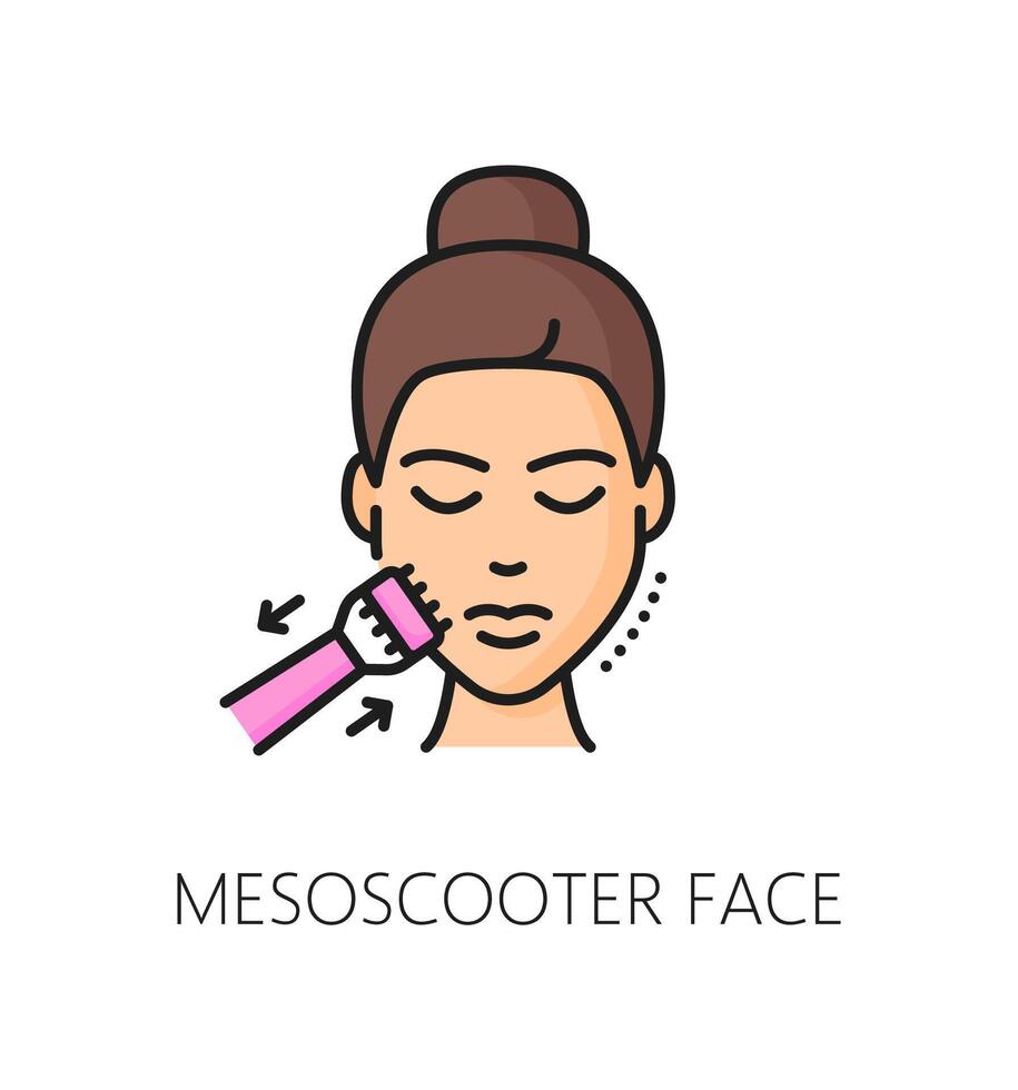 mesoscooter gezicht huidsverzorging dun lijn kleur icoon vector