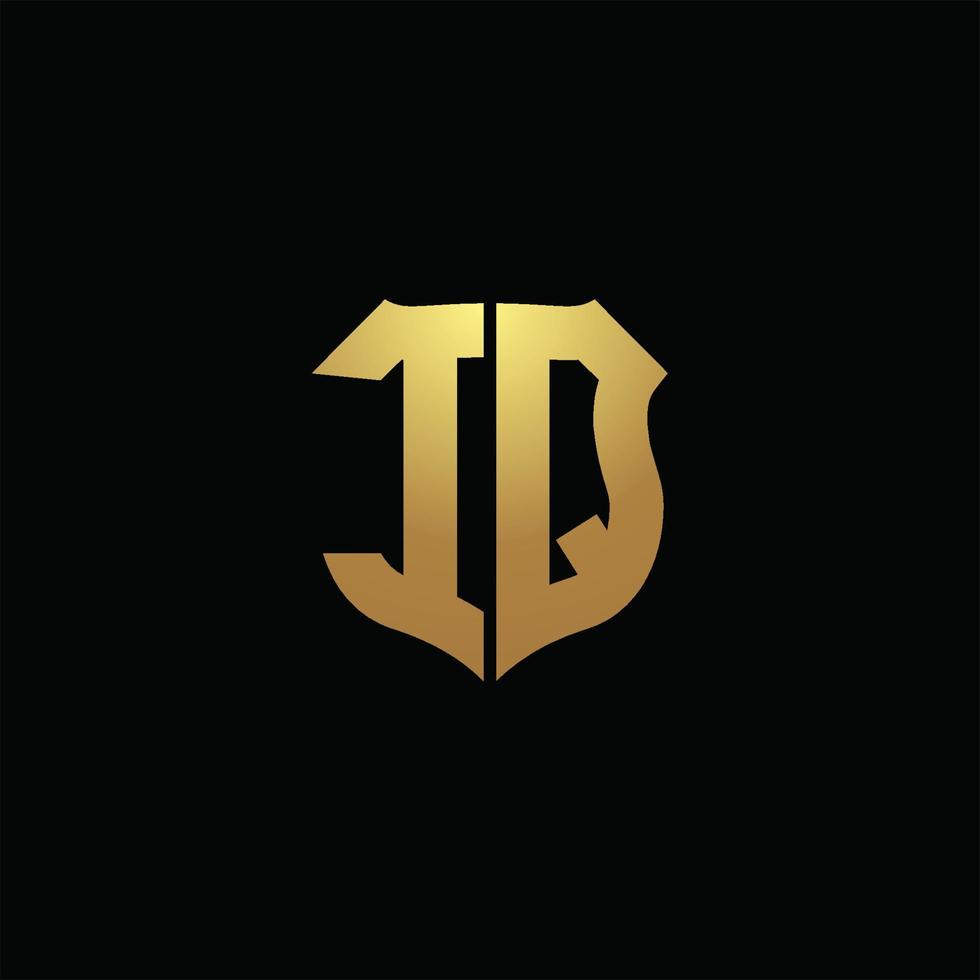 iq logo monogram met gouden kleuren en schildvorm ontwerpsjabloon vector