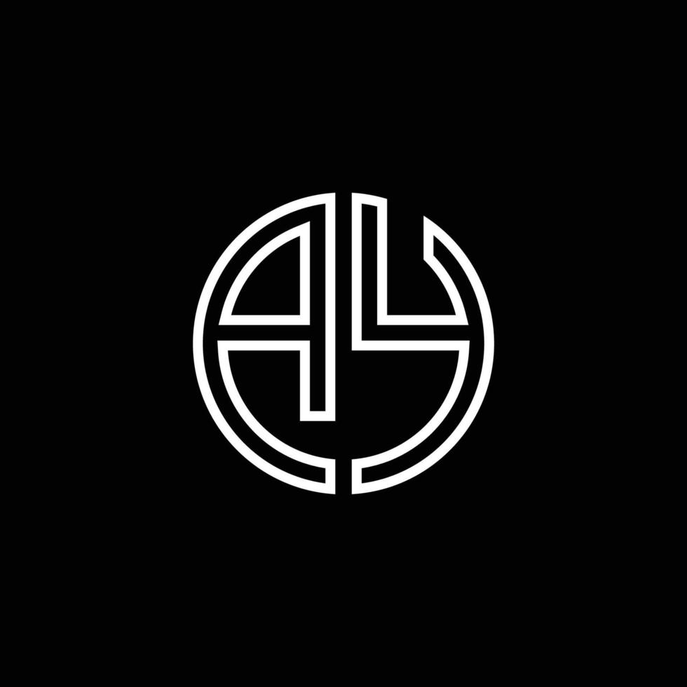 ay monogram logo cirkel lint stijl schets ontwerpsjabloon vector