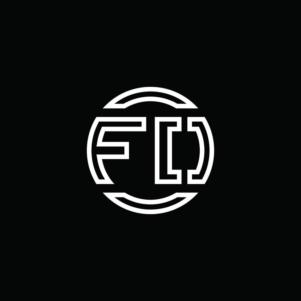 fo logo monogram met negatieve ruimte cirkel afgeronde ontwerpsjabloon vector