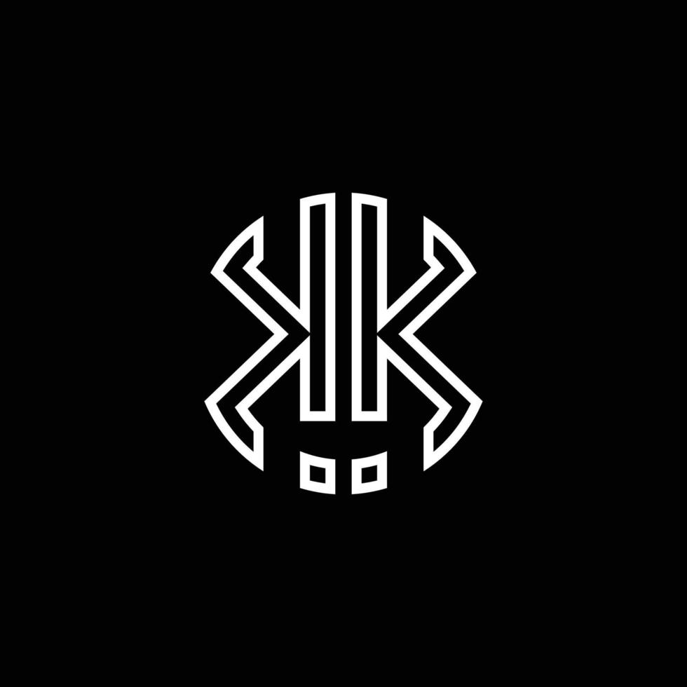 kk monogram logo cirkel lint stijl schets ontwerpsjabloon vector