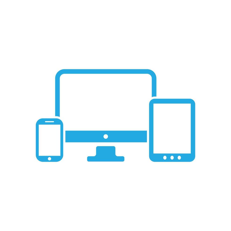 blauw snel reagerend ontwerp voor web- computer scherm, smartphone, tablet pictogrammen reeks geïsoleerd Aan wit achtergrond vector