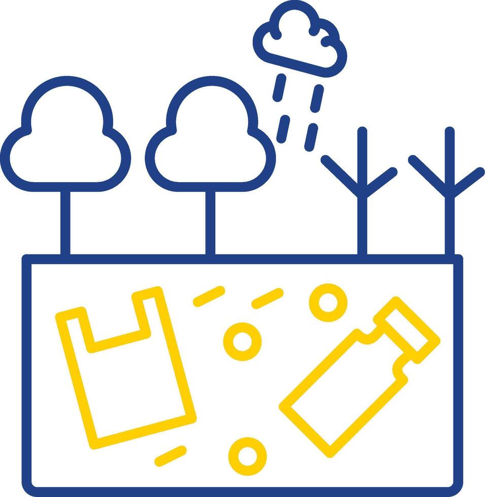 land- verontreiniging lijn twee kleur icoon vector
