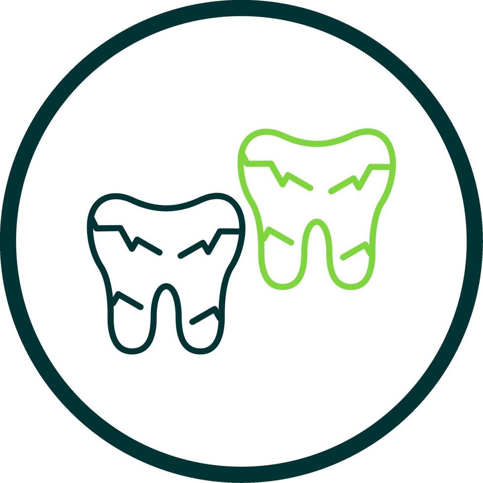 tand beschadigd lijn cirkel icoon vector