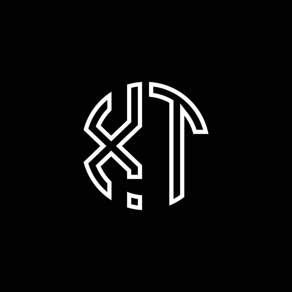 xt monogram logo cirkel lint stijl schets ontwerpsjabloon vector