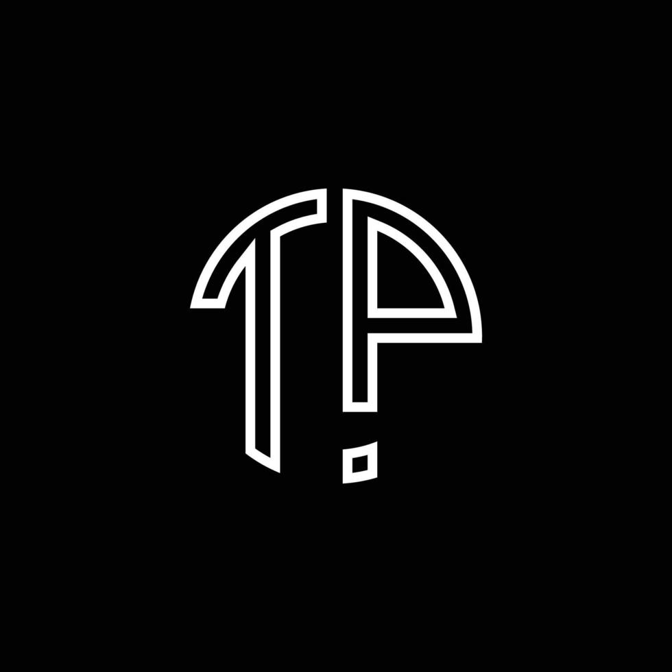 tp monogram logo cirkel lint stijl schets ontwerpsjabloon vector