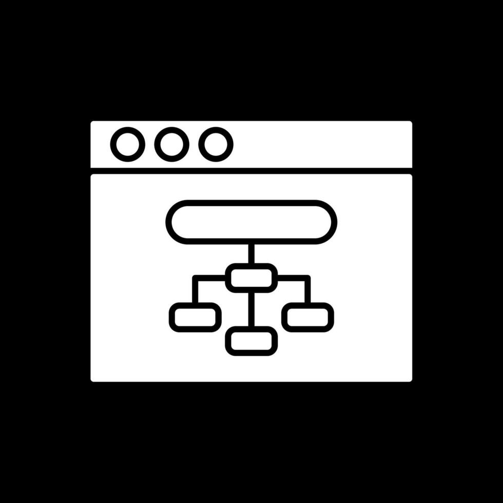 browser glyph omgekeerd pictogram vector