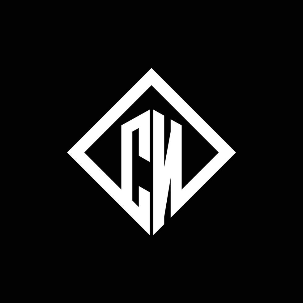 cn logo monogram met vierkante draaistijl ontwerpsjabloon vector