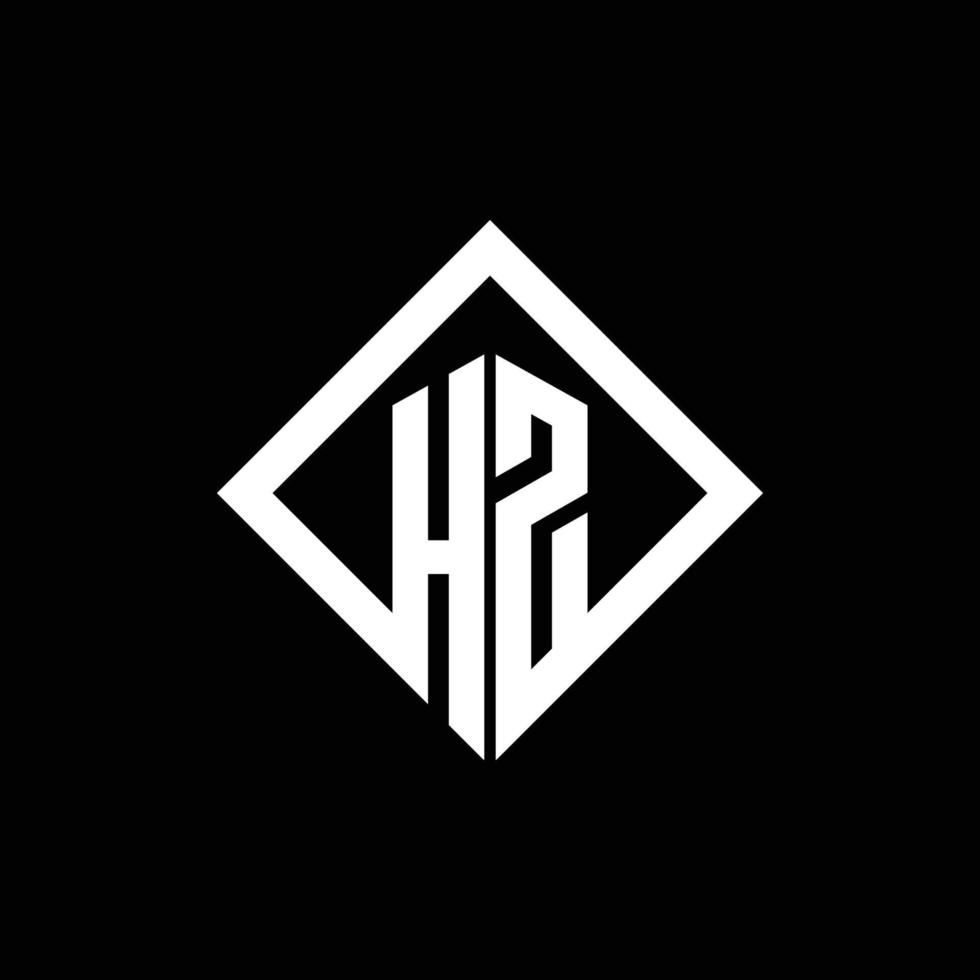 hz logo monogram met vierkante draaistijl ontwerpsjabloon vector