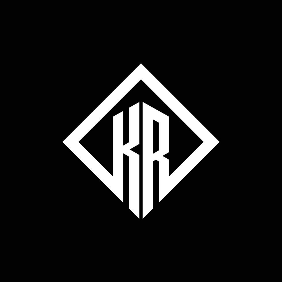 kr logo monogram met vierkante draaistijl ontwerpsjabloon vector