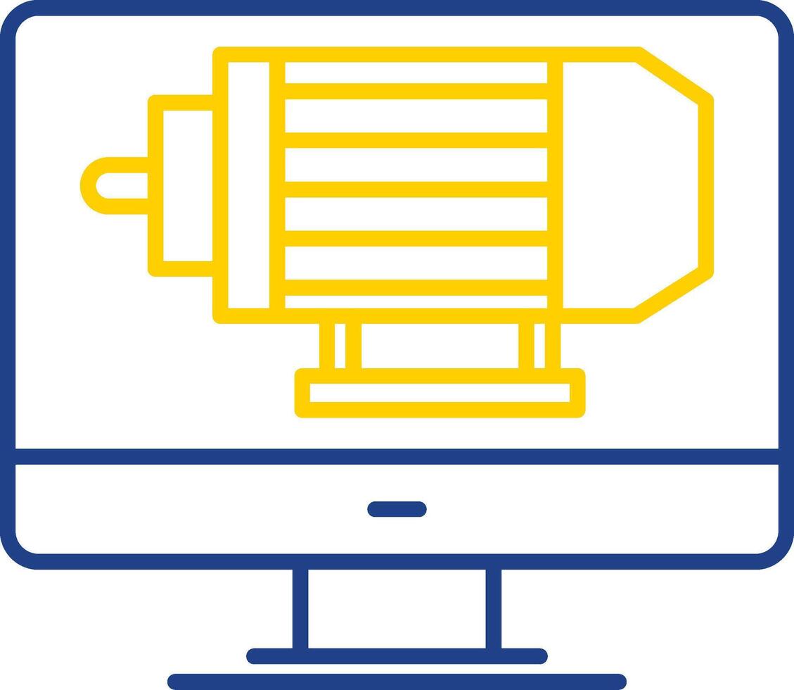 elektrisch motor lijn twee kleur icoon vector