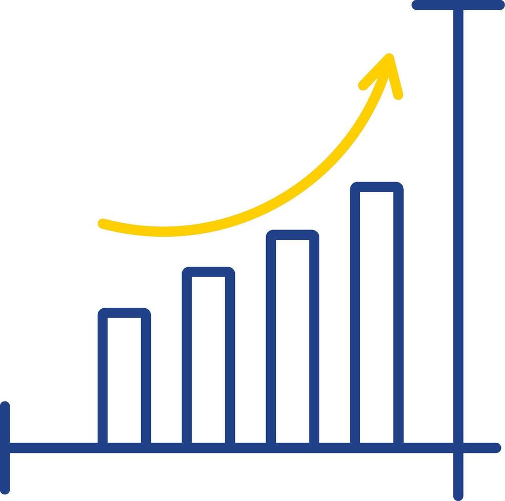 staafdiagram lijn twee kleuren icoon vector