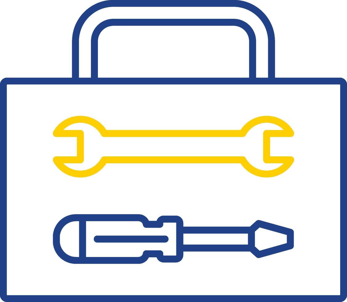 gereedschapskist lijn twee kleurenpictogram vector