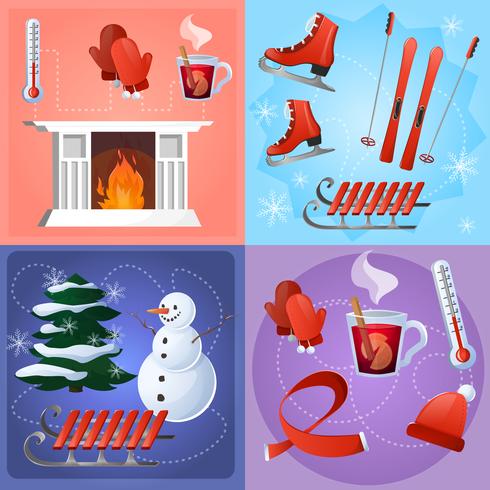 Winter vlakke set vector