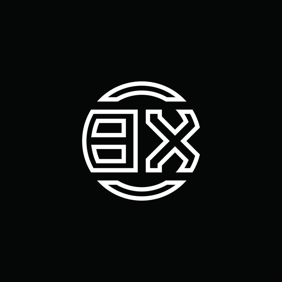 bx logo monogram met negatieve ruimte cirkel afgeronde ontwerpsjabloon vector