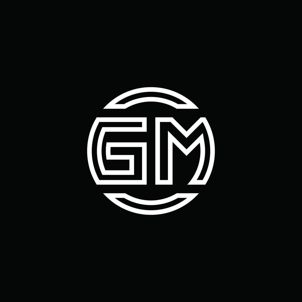 gm logo monogram met negatieve ruimte cirkel afgeronde ontwerpsjabloon vector