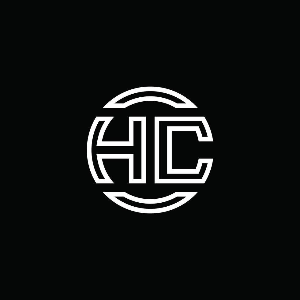 hc logo monogram met negatieve ruimte cirkel afgeronde ontwerpsjabloon vector