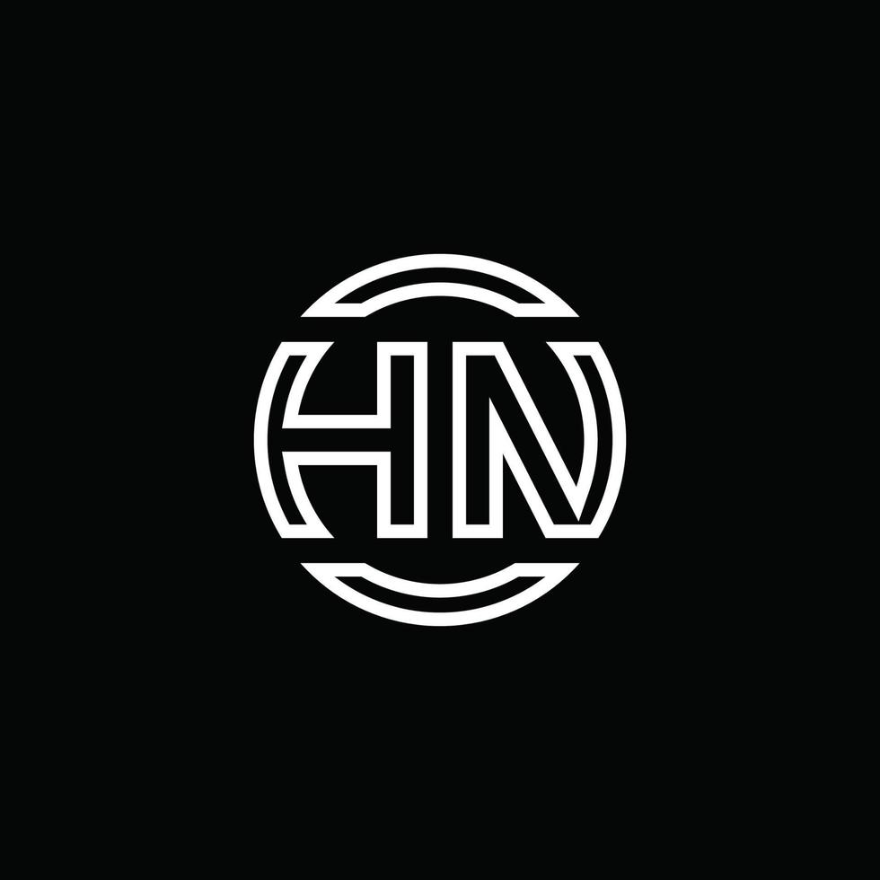 hn logo monogram met negatieve ruimte cirkel afgeronde ontwerpsjabloon vector