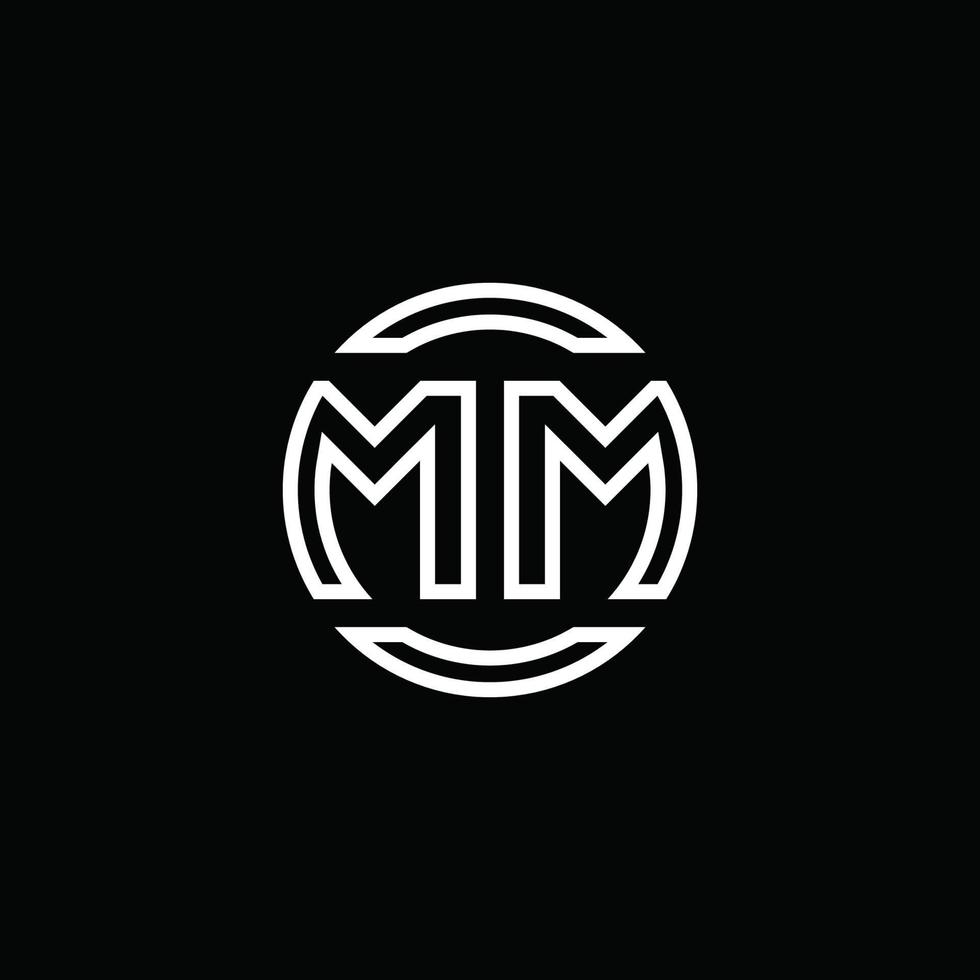 mm logo monogram met negatieve ruimte cirkel afgeronde ontwerpsjabloon vector