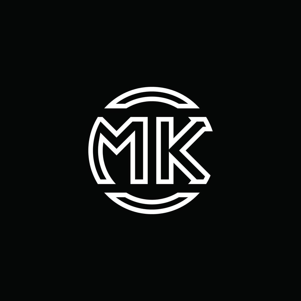 mk logo monogram met negatieve ruimte cirkel afgeronde ontwerpsjabloon vector