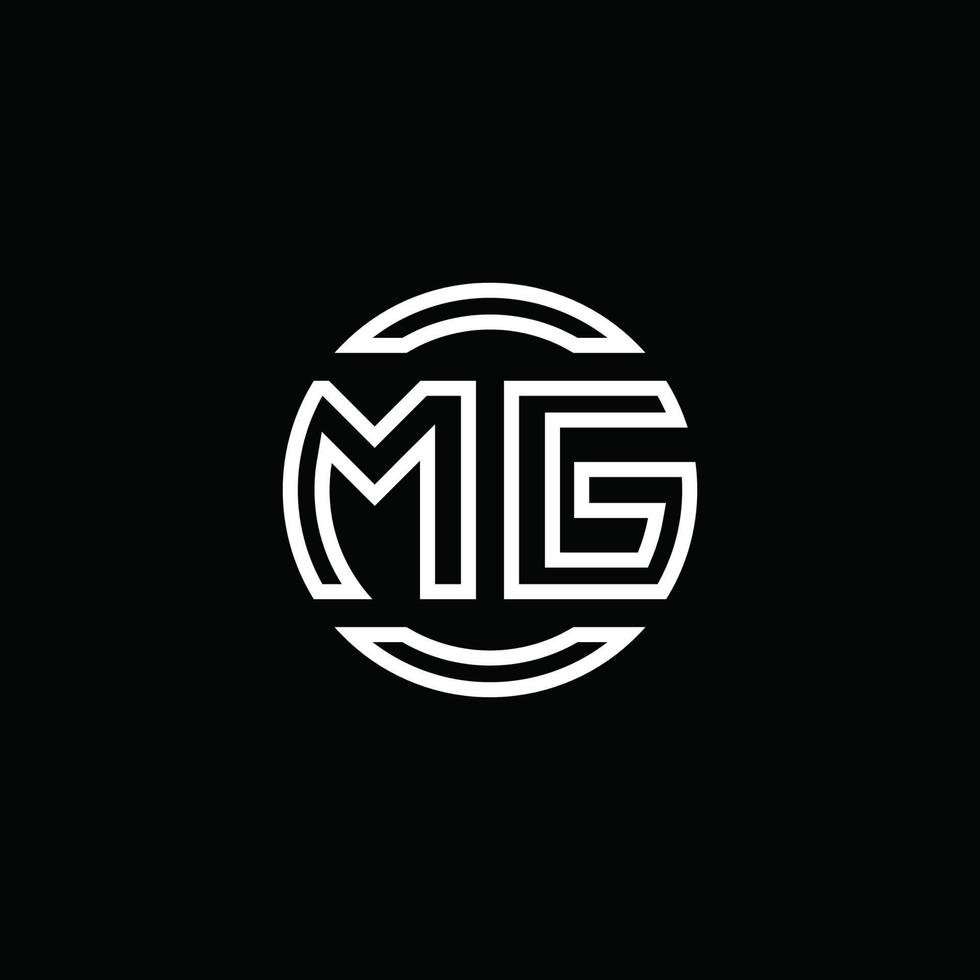 mg logo monogram met negatieve ruimte cirkel afgeronde ontwerpsjabloon vector