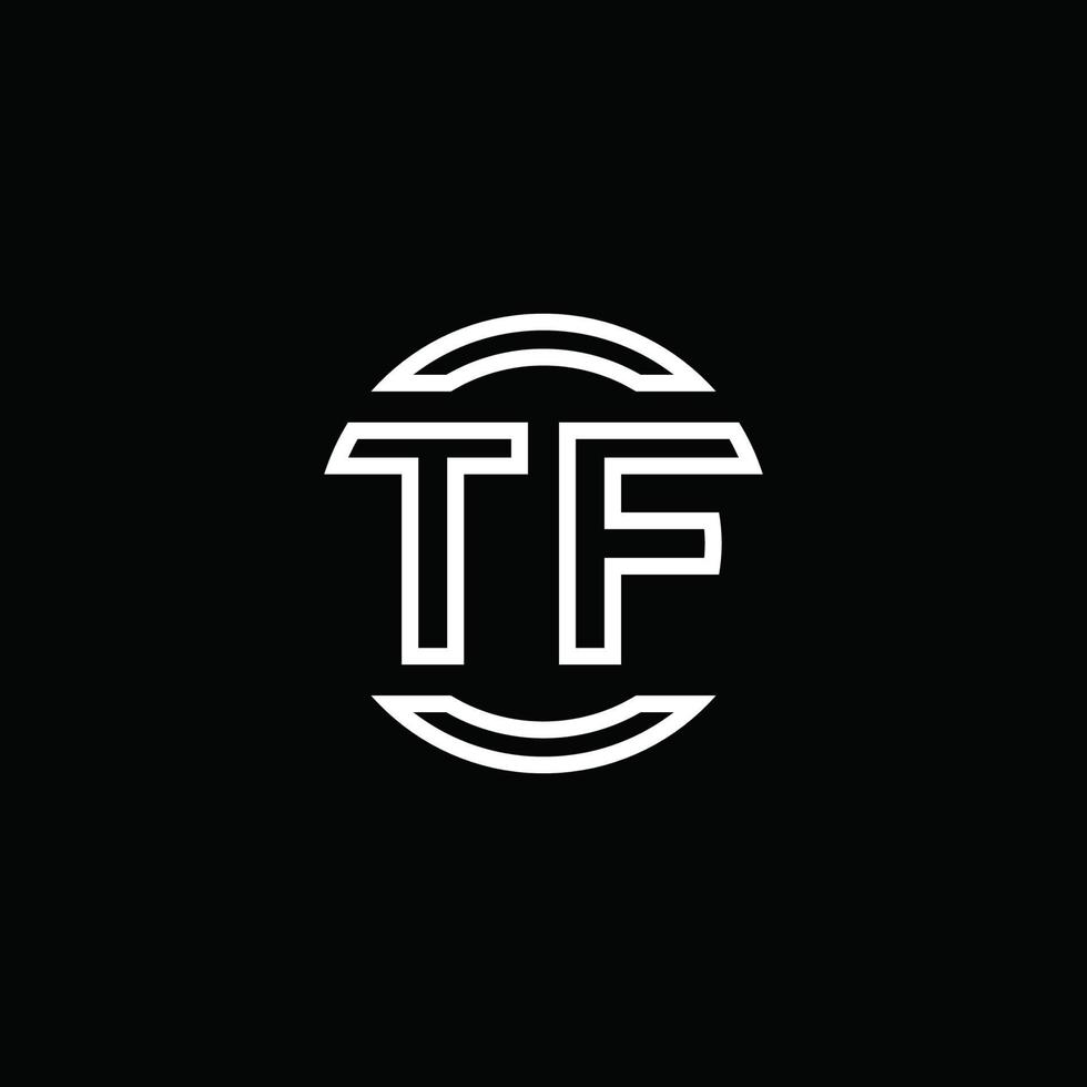 tf logo monogram met negatieve ruimte cirkel afgeronde ontwerpsjabloon vector