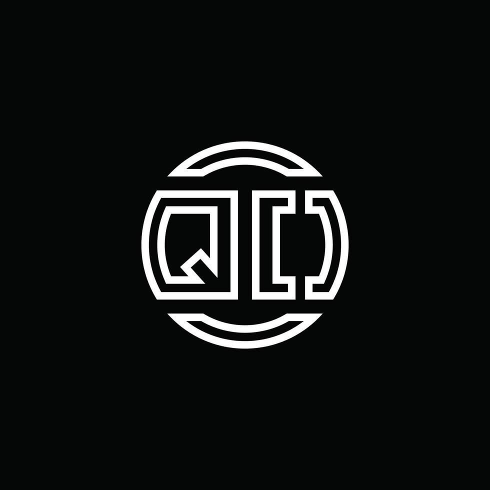 Qo logo monogram met negatieve ruimte cirkel afgeronde ontwerpsjabloon vector