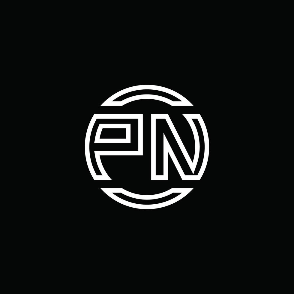 pn logo monogram met negatieve ruimte cirkel afgeronde ontwerpsjabloon vector