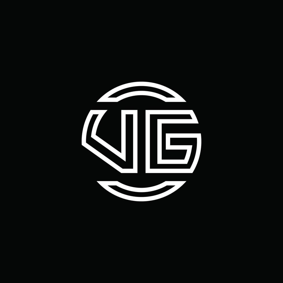 vg logo monogram met negatieve ruimte cirkel afgeronde ontwerpsjabloon vector