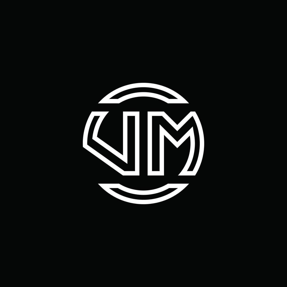 vm logo monogram met negatieve ruimte cirkel afgeronde ontwerpsjabloon vector