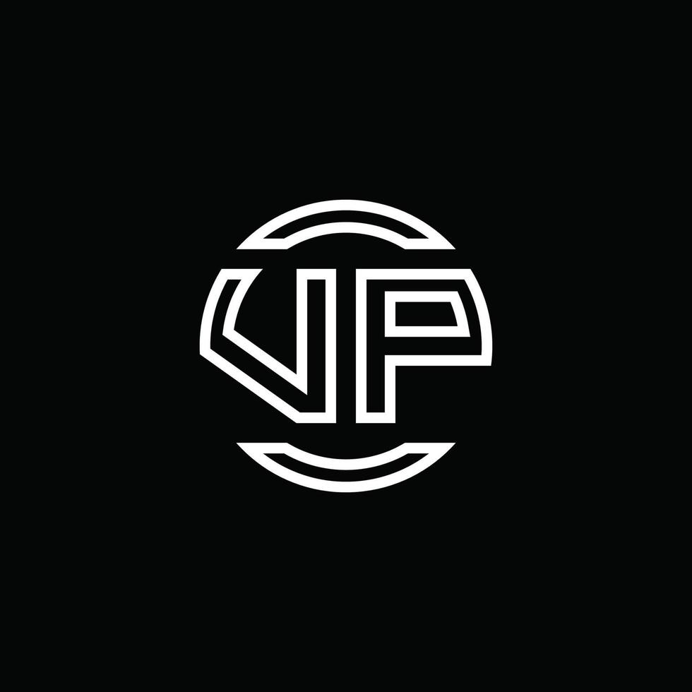 vp logo monogram met negatieve ruimte cirkel afgeronde ontwerpsjabloon vector